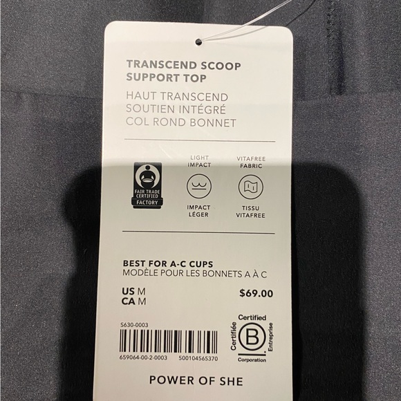 ❌ SOLD ❌ ATHLETA TRANSCEND SCOOP BUILT-IN BRA TANK A-C, Size M, Black (NWT) - Picture 9 of 16